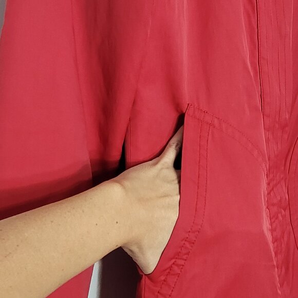 Suka Women's Red Cotton Blend Pockets Zip & Button Details Trench Coat Size XS - Picture 5 of 15